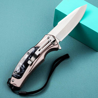 Couteau de poche pliable DA155 à lame en acier inoxydable, avec manche en acier inoxydable et résine, idéal pour le camping en plein air