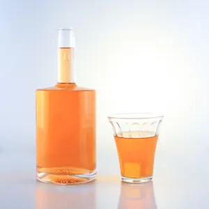 Vente en gros bouteille en verre cylindrique à long col rhum gin high silex champagne brandy whisky liqueur bouteille en verre avec liège