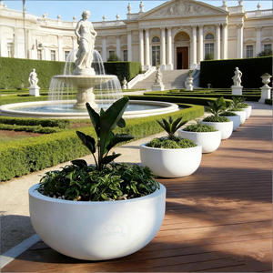 Jardinière cylindrique ronde en fibre de verre, options de couleurs blanc, noir, gris, style nordique, modèle durable, <span class=keywords><strong>d</strong></span>écoration pour <span class=keywords><strong>jardin</strong></span> et hall <span class=keywords><strong>d</strong></span>'hôtel - Product Image 4