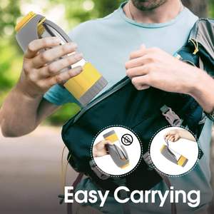 Botella de Agua para Perros con Contenedor de Comida, Diseño Superior, Portátil, a Prueba de Fugas, Tazón de Viaje para Mascotas, Gris Amarillo - Product Image 5