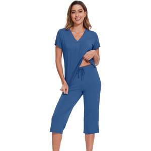 Conjunto de Pijamas Personalizados para Mujer, Camiseta de Manga Corta y Pantalones Capri, Viscosa de Bambú, Ropa de Dormir Suave, Tallas S a XXL - Product Image 2