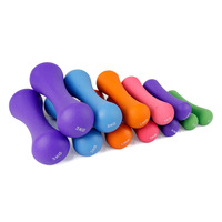 Ensemble d'haltères en fonte revêtus de néoprène hexagonal rond pour la remise en forme féminine avec support