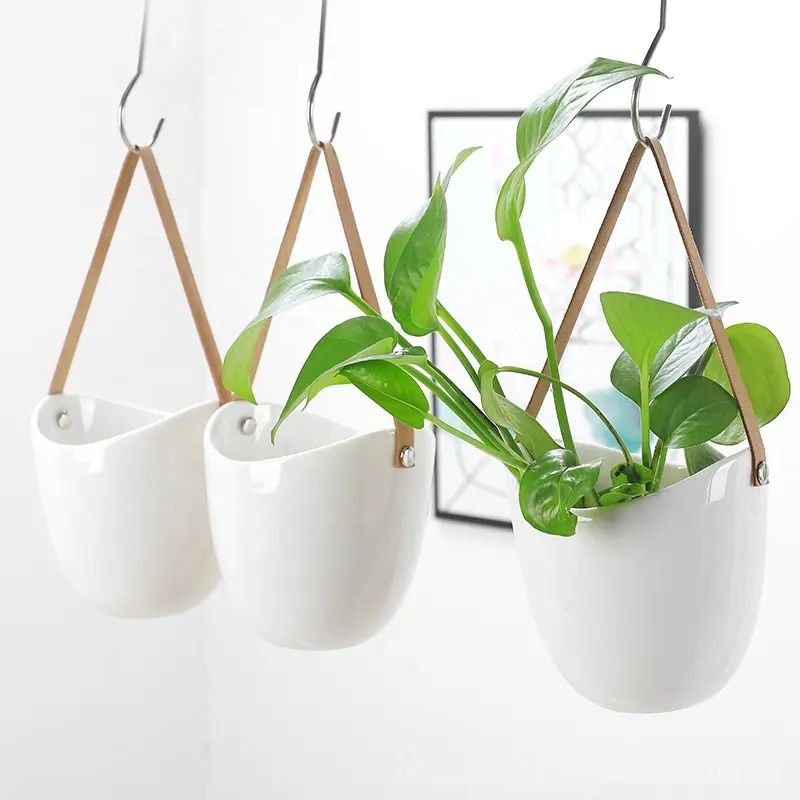Hanging Planter Flower Plant Pots Indoor Outdoor Balcony Patio Hanging Basket Plant Flower Pots with Drainage Hole