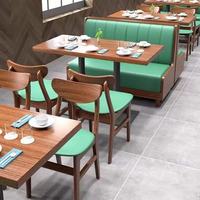 Ensemble de mobilier commercial en cuir pour restaurant, café moderne, hôtel et restauration rapide chinoise, comprenant canapé, banquette, table et chaises en bois carré