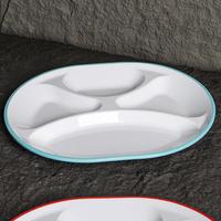 Assiette en plastique ovale à quatre compartiments, moderne et simple, pour restaurant de restauration rapide, cantine scolaire