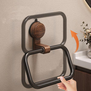 Toallero de Madera de Nogal con Ventosa, Estilo Vintage de Mediados de <span class=keywords><strong>Siglo</strong></span>, Sin Taladro, Anillo y Colgador de Toallas para Baño Montado en la Pared - Product Image 4