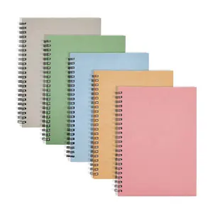 Berbagai warna Kawaii buku komposisi Spiral grosir perlengkapan sekolah Notebook latihan A5 60 lembar kulit Logo Anda dicetak