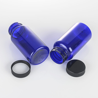 Bouteille de 150 ml en plastique bleu pour capsules médicales vides en PET, personnalisable, avec bouchon à vis, pour vitamines et compléments alimentaires