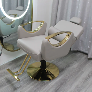 Sillón de Barbería Hidráulico Negro Dorado, Silla Reclinable para Corte y Estilismo de Cabello, Giratoria 360 Grados, Altura Ajustable - Product Image 5