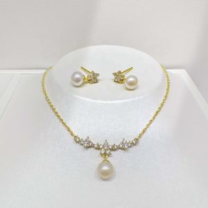 Prix d'usine, argent sterling 925, ensemble vintage 2 pièces, bijoux de créateur de luxe plaqués or 18 carats, ensembles de bijoux de mariée en perles pour femmes - Product Image 3