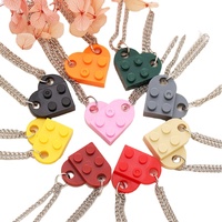 Authentique collier ras du cou en forme de cœur pour femmes, ensemble de 2 pendentifs à assembler en blocs, bijoux pour amoureux, chaînes de couple