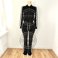 Vêtements d'hiver pour femmes Y2K, veste zippée en velours avec logo personnalisé sur le côté et pantalon de jogging, ensemble 2 pièces, survêtement en velours pour femmes