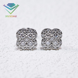 Pendientes de Moissanita con Forma de Flor, Color D, VVS, Plata de Ley 925, Chapados en Oro, Joyería Clásica para Mujer, Lista para Enviar - Product Image 6