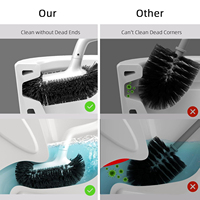 Brosses de nettoyage en profondeur CF, manche long incurvé pour 360° °   Ensemble de porte-brosse de toilette en plastique pour nettoyer les coins morts de la salle de bain