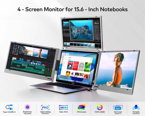 จอภาพพกพาแบบสามจอสำหรับแล็ปท็อป ขนาด 15.6 นิ้ว สำหรับการเทรด <span class=keywords><strong>Forex</strong></span> จอแสดงผลภายนอกแบบสามจอ - Product Image 2