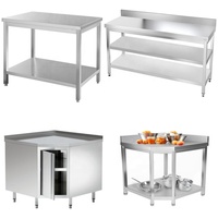 Restaurant commercial cuisine tiroirs établi évier en acier inoxydable étagère Table de travail armoire avec sous-étagère