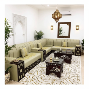 <b>Moroccan</b> Luxury U <b>Sofa</b> Set Jalsa Sedari Salon Wood Living Room Furniture with Storage for Home Use - Product Image 3