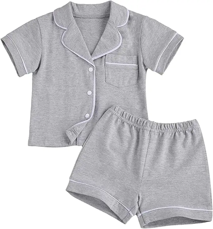 Baby Sommer Nachtwäsche benutzer definierte Baumwolle Polyester Mischung Baby Pyjamas Set Button T-Shirts mit Shorts