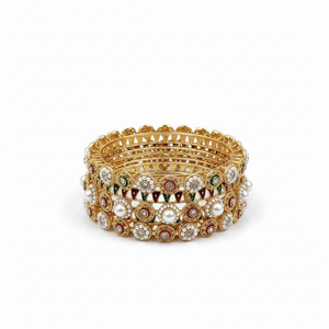 PADMAWATI Luxury Tungsten Gold Plated High Quality Indian Traditional Multi Color Bangles Set Bridal Wedding Anniversary Party - Product Image 2