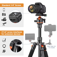 Trépied photo en aluminium avec rotule, 5 sections, verrouillage par torsion, monopode détachable, charge maximale 10 kg pour appareils photo reflex numériques et vidéo