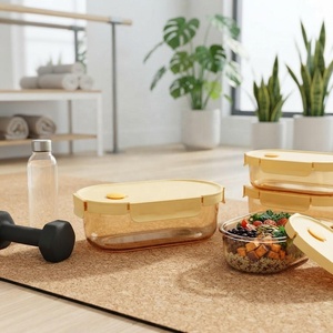 Contenants de stockage alimentaire en verre hermétiques au design unique avec couvercles, adaptés au <span class=keywords><strong>congélateur</strong></span> et au four, compatibles micro-ondes, transparents comme du cristal, réutilisables et hermétiques - Product Image 1