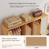 Armoire coulissante en bambou sur mesure avec étagères réglables, zone de suspension, tiroir et rangement interne - Meuble de chambre moderne