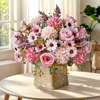 Bouquet de mariée en mousse à 7 tiges, style européen, faite à la main, avec marguerites et roses, fleurs artificielles parfaites pour les mariages en extérieur
