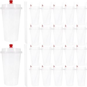 High Quality Takeaway Custom pp <b>Plastic</b> 16oz 20oz Disposable Fruit Milk Bubble Tea <b>Cup</b> Whit Lids - Product Image 1