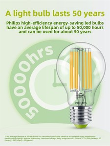 Ampoule LED <span class=keywords><strong>PHILIPS</strong></span> - Haute efficacité énergétique - Ultra-lumineuse - Culot E27 - Style vintage - Remplacement pour usage domestique - Contrôle intelligent par interrupteur - Garantie 3 ans - Product Image 5