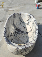 Baignoire en marbre Calacatta Viola massif sculpté à la main, style moderne et luxueux, JUNREN, baignoire en pierre naturelle pour salle de bain