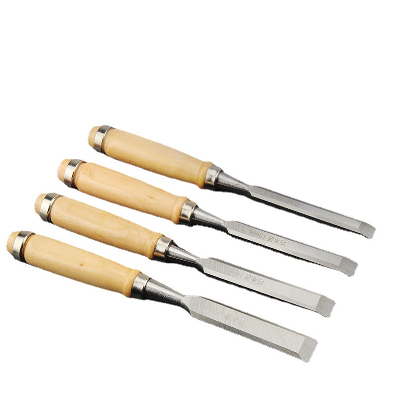 4-х частей долота набор для работы по дереву с CR-V сталь скошенный край лезвия и деревянной ручкой