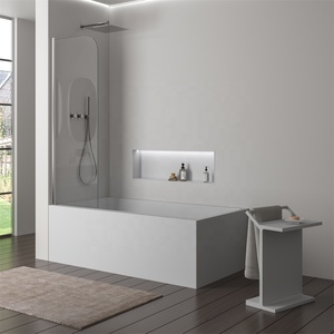 Porte pivotante <span class=keywords><strong>de</strong></span> style moderne pour <span class=keywords><strong>baignoire</strong></span> Porte <span class=keywords><strong>de</strong></span> douche à profil mural en aluminium - Product Image 5