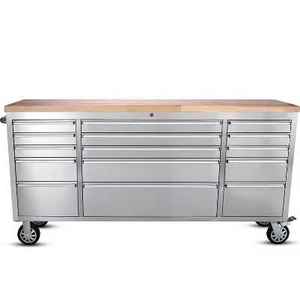 72-inch houten werkbank gereedschapskist met 15 laden, afsluitbaar & waterdicht, OEM-ondersteuning voor industriële werkplaatsopslag - Product Image 1