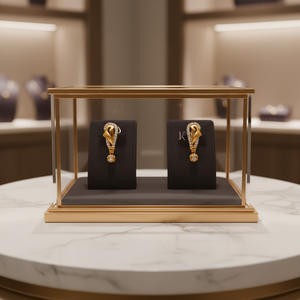 Boucles d'oreilles élégantes et traditionnelles Kala Gold en or jaune 18 carats, taille brillant, fantaisie Bali, pour femme, avec diamants micro-sertis, design tendance - Product Image 3