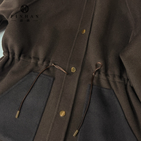 Nouvelle arrivée, parka élégante et polyvalente en mélange de laine marron avec capuche, cordon de serrage à la taille et poches contrastées, manteau pour femmes
