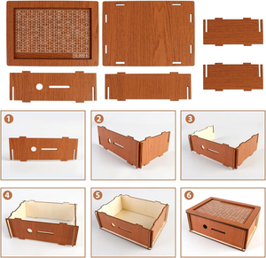 JUNJI Personalized and Self-assembling Wooden Piggy Bank Wooden Money Saving <strong>Box</strong> Countable Piggy Banks <strong>Brown</strong> <strong>Storage</strong> <strong>Box</strong> - Product Image 3