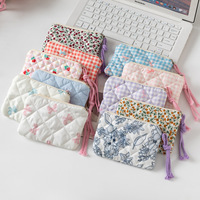 Tas Kosmetik Portabel Bermotif Bunga Baru, Tas Penyimpanan Lipstik Kotak Kecil, Dompet Kabel Data Headset, Kantong Hadiah Mini Ber-resleting