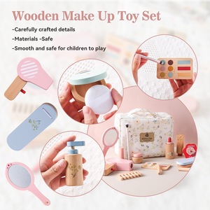 Set Trucco Giocattolo in Legno Ecologico Non Tossico con Specchio, <span class=keywords><strong>Pennelli</strong></span> e Accessori - Gioco di Ruolo <span class=keywords><strong>per</strong></span> Bambini 2-7 Anni - Product Image 2