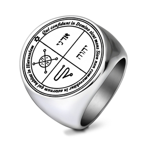 Anillo de Acero Inoxidable R136, Pantaculón de Júpiter, para que los Espíritus de Júpiter le obreñigan, Defiende y Protege al Mago, Joyería - Product Image 2