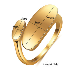Geometric Gold Open <b>Ring</b> 8Mm Smooth Simple Design For Women Gift Jewelry - Product Image 5