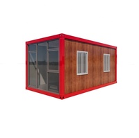 Maison conteneur préfabriquée modulaire de luxe moderne à grain de bois et structure en acier, 20ft 40ft, pour hôtel, hôtel de villégiature, boutique, bureau, entrepôt
