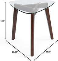 Table basse Baobei de luxe moderne et durable avec plateau en verre, pieds en bois, style panneau bois, mobilier de salon, bureau, maison, personnalisable