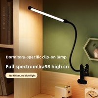Lampe de bureau LED à alimentation USB, protection des yeux, spectre complet, en aluminium, avec pince, compacte, pour la lecture, idéale pour les dortoirs