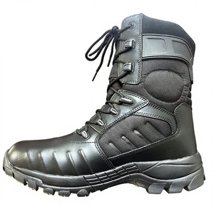 DSF153 Black Genuine Cow Leather High Top Duty <b>Boots</b> Men Long Tactical Training <b>Boots</b> Wear resistant Outdoor <b>Security</b> <b>Boots</b> - Product Image 1