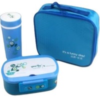 Ensemble de boîte à lunch et bouteille en plastique alimentaire portable pour enfants et étudiants, avec sac isotherme et couverts, bento simple et portable