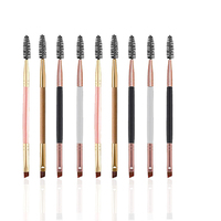 Pinceau de maquillage double tête à design diagonal, vente chaude, produits populaires sur les réseaux sociaux, pinceau professionnel pour cils et lèvres, manche confortable