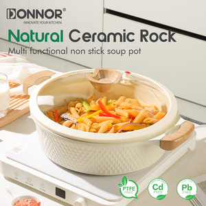 Donnor 15-Piece Maifan Stone Non-Stick <b>Soup</b> <b>Pot</b> Set With Wooden Handles And Lids For Cooking And Serving - Product Image 5