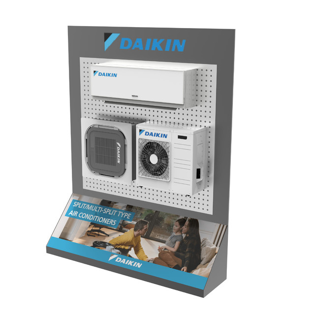 Custom Size Floor Metal Heavy Duty Pegboard Electrical Display Shelves Supermarkets Air Conditioner Display Stand