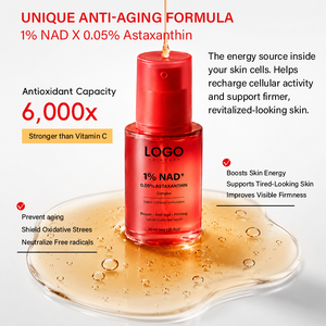 Sérum facial OEM anti-âge, lissant les rides, puissant antioxydant, anti-taches brunes et anti-marques d'acné, 1% NAD+ 0.05% Astaxanthine - Product Image 2