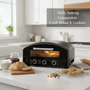 เตาอบพิซซ่ามืออาชีพขนาด13นิ้วขนาด330มม. หิน2160W ฝาอลูมิเนียมหล่อขึ้นรูปด้วยความร้อนสูงเกินไปป้องกันความร้อนสูงเกินไป - Product Image 5